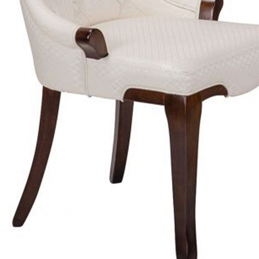 Tina Dining Chair Set of 2 Cream Faux Leather Foam Cushions Brown Wood By Casagear Home BM319263