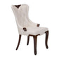 Tina Dining Chair Set of 2, Cream Faux Leather, Foam Cushions, Brown Wood By Casagear Home