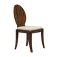 Kylie Dining Chair Set of 2, White Faux Leather, Oval Backrest, Brown By Casagear Home