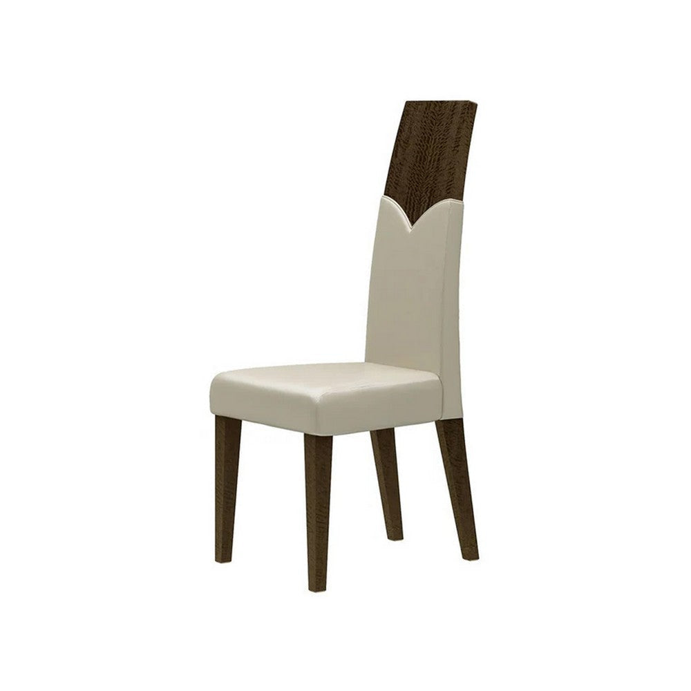 Mary Dining Side Chair Set of 2 White Faux Leather Dark Walnut Brown Wood By Casagear Home BM319270