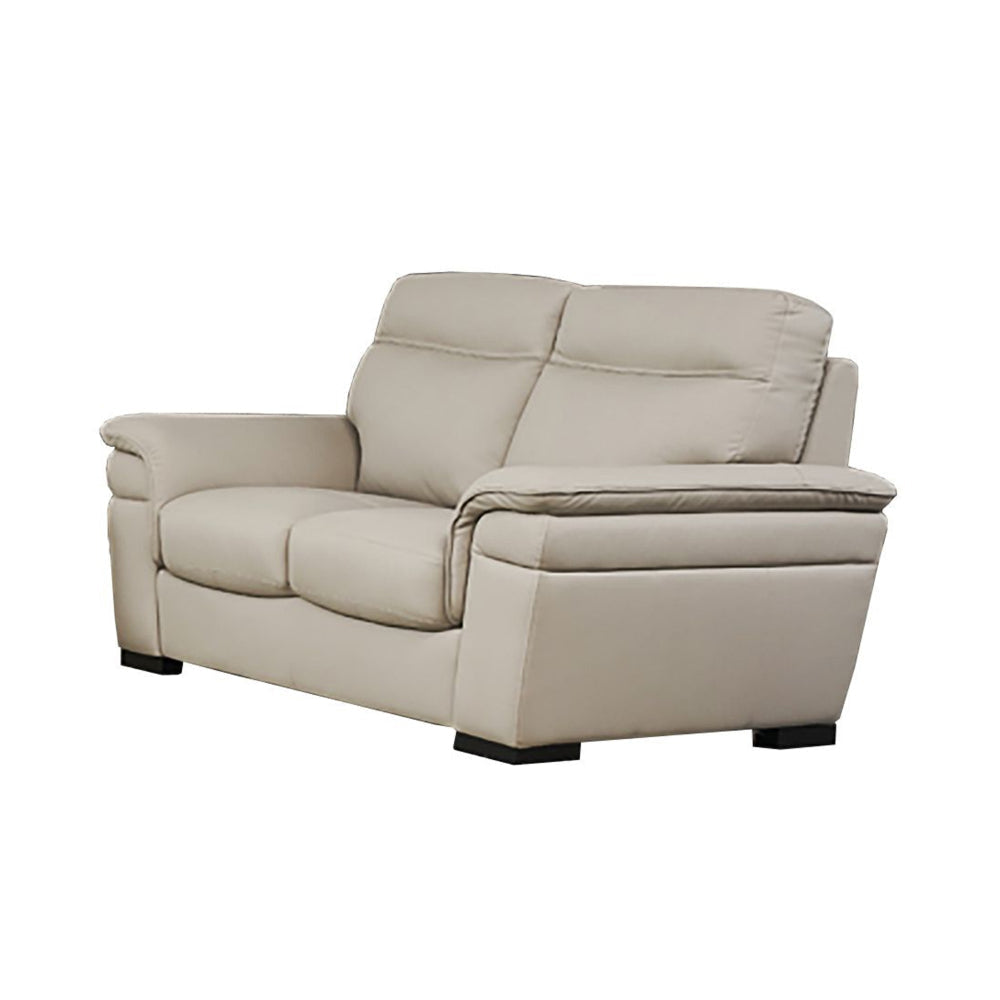 Danny Loveseat Light Gray Italian Leather Cushions Wood Legs 69 Inch By Casagear Home BM319272