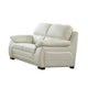 Zen Loveseat Ivory Italian Leather Foam Cushions Solid Hardwood 67 Inch By Casagear Home BM319274