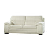 Zen Sofa, Ivory Italian Leather, Foam Cushions, Solid Hardwood, 81 Inch By Casagear Home