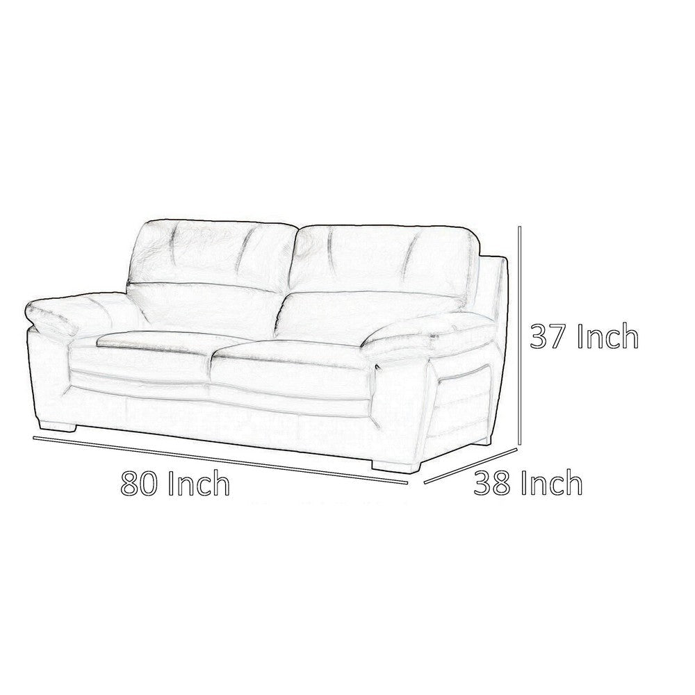 Nia Sofa Ivory Italian Leather Pillow Top Arms Foam Cushions 80 Inch By Casagear Home BM319276