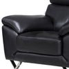 Rory Accent Chair Black Italian Leather Foam Cushions Angled Metal Legs By Casagear Home BM319278