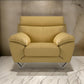 Rory Accent Chair Yellow Full Grain Italian Leather Angled Metal Legs By Casagear Home BM319279