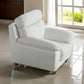 Rory Accent Chair White Italian Leather Foam Cushions Angled Metal Legs By Casagear Home BM319281