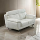 Rory Loveseat Plush White Top Grain Leather Angled Metal Legs 72 Inch By Casagear Home BM319282