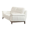 William Loveseat White Top Grain Italian Leather Brown Wood Legs 73 Inch By Casagear Home BM319283