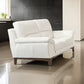 William Loveseat White Top Grain Italian Leather Brown Wood Legs 73 Inch By Casagear Home BM319283