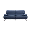 Justin Loveseat, Navy Blue Top Grain Leather, Stainless Steel Legs, 68 Inch By Casagear Home