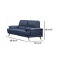 Justin Loveseat Navy Blue Top Grain Leather Stainless Steel Legs 68 Inch By Casagear Home BM319284