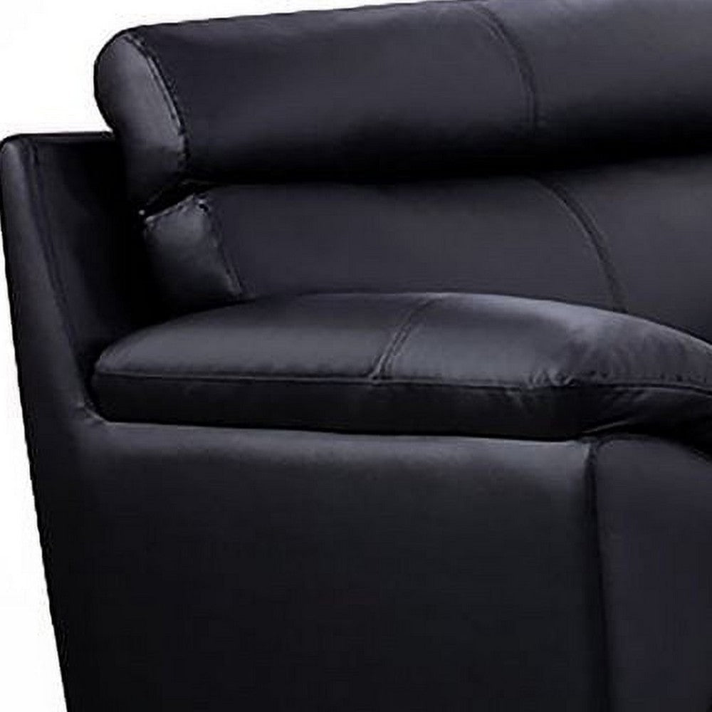 Justin Accent Chair Black Top Grain Leather Foam Cushions Steel Legs By Casagear Home BM319285