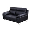 Justin Loveseat Black Top Grain Leather Stainless Steel Legs 64 Inch By Casagear Home BM319286