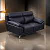 Justin Loveseat Black Top Grain Leather Stainless Steel Legs 64 Inch By Casagear Home BM319286