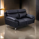 Justin Loveseat Black Top Grain Leather Stainless Steel Legs 64 Inch By Casagear Home BM319286