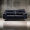 Justin Sofa, Black Top Grain Leather, Foam Cushions, Steel Legs, 80 Inch By Casagear Home