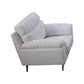 Justin Accent Chair, Light Blue Top Grain Leather, Cushions, Steel Legs By Casagear Home