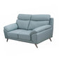 Justin 64 Inch Loveseat Light Blue Top Grain Leather Stainless Steel Legs By Casagear Home BM319289