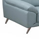 Justin 64 Inch Loveseat Light Blue Top Grain Leather Stainless Steel Legs By Casagear Home BM319289