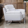 Justin Accent Chair, White Top Grain Leather, Foam Cushions, Steel Legs  By Casagear Home
