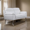 Justin Loveseat White Top Grain Leather Stainless Steel Legs 64 Inch By Casagear Home BM319292