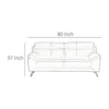 Justin Sofa White Top Grain Leather Foam Cushions Steel Legs 80 Inch By Casagear Home BM319293