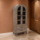 Lete 74 Inch Display China Cabinet Bookcase w Glass Doors, Gray Pine Wood By Casagear Home