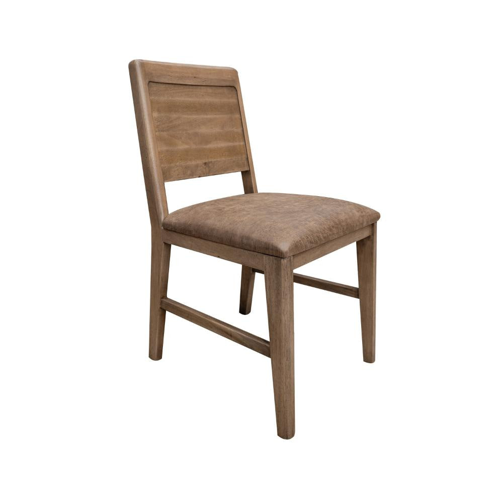 Okai Dining Side Chair Set of 2 Panel Backrest Padded Brown Solid Wood By Casagear Home BM319295