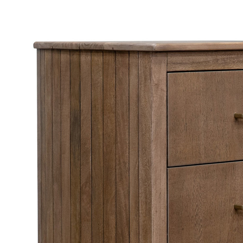 Okai Tall Dresser Chest 5 Drawers Gold Farmhouse Brown Solid Mango Wood By Casagear Home BM319298