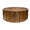 Eray Cocktail Coffee Table 42 Inch Round Drum Shape Brown Mango Wood By Casagear Home BM319299
