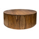 Eray Cocktail Coffee Table 42 Inch Round Drum Shape Brown Mango Wood By Casagear Home BM319299