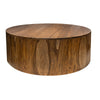 Eray Cocktail Coffee Table 42 Inch Round Drum Shape Brown Mango Wood By Casagear Home BM319299