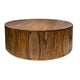 Eray Cocktail Coffee Table 42 Inch Round Drum Shape Brown Mango Wood By Casagear Home BM319299