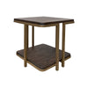 Nexa Side End Table, Bottom Shelf, 23 Inch Square Solid Wood Top, Gold By Casagear Home