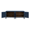 Jazz 76 Inch Sideboard Console 4 Doors Gold Dark Blue Solid Pine Wood By Casagear Home BM319306