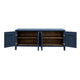 Jazz 76 Inch Sideboard Console 4 Doors Gold Dark Blue Solid Pine Wood By Casagear Home BM319306