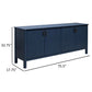 Jazz 76 Inch Sideboard Console 4 Doors Gold Dark Blue Solid Pine Wood By Casagear Home BM319306