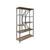 Dria 75 Inch Bookcase 5 Shelves Black Metal Brown Solid Poplar Wood By Casagear Home BM319308
