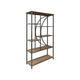 Dria 75 Inch Bookcase 5 Shelves Black Metal Brown Solid Poplar Wood By Casagear Home BM319308