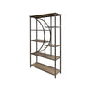 Dria 75 Inch Bookcase 5 Shelves Black Metal Brown Solid Poplar Wood By Casagear Home BM319308