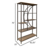 Dria 75 Inch Bookcase 5 Shelves Black Metal Brown Solid Poplar Wood By Casagear Home BM319308