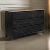 Pie Wide Dresser with 6 Drawers, Black and Rustic Brown Solid Mango Wood By Casagear Home