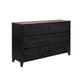 Pie Wide Dresser with 6 Drawers Black and Rustic Brown Solid Mango Wood By Casagear Home BM319309