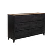 Pie Wide Dresser with 6 Drawers, Black and Rustic Brown Solid Mango Wood By Casagear Home