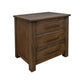 Loe Nightstand, 3 Drawers Bronze Handles, Farmhouse Brown Solid Poplar Wood By Casagear Home