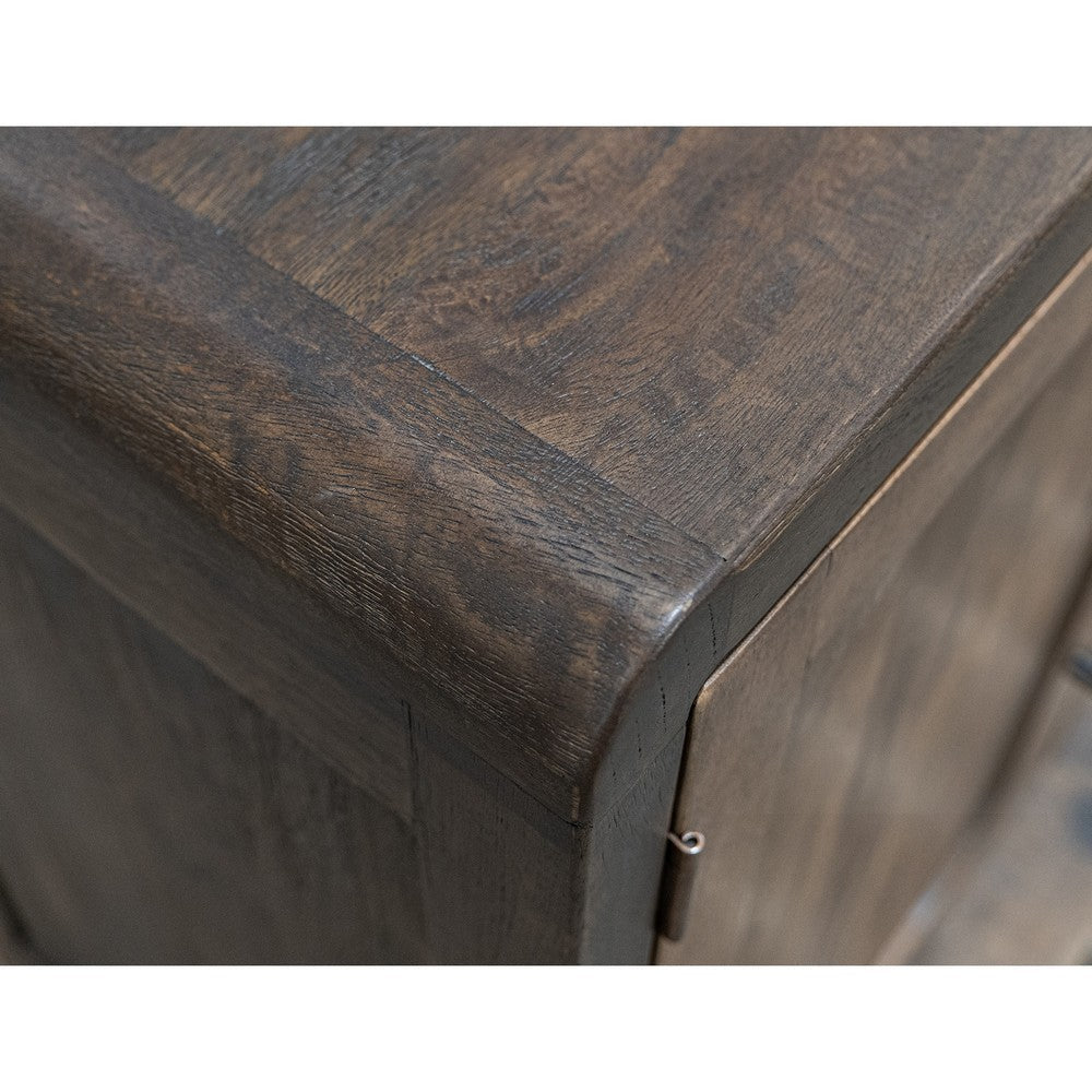 Esis 67 Inch Buffet Console 2 Doors Cabinet in Gray Solid Mango Wood By Casagear Home BM319313