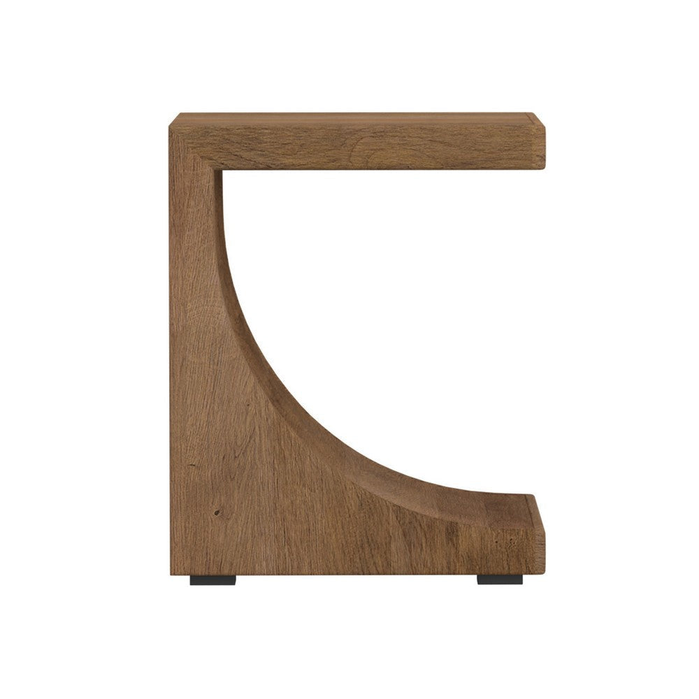 Okai Accent Table 20 Inch Tabletop C-Style Brown Solid Mango Wood By Casagear Home BM319315
