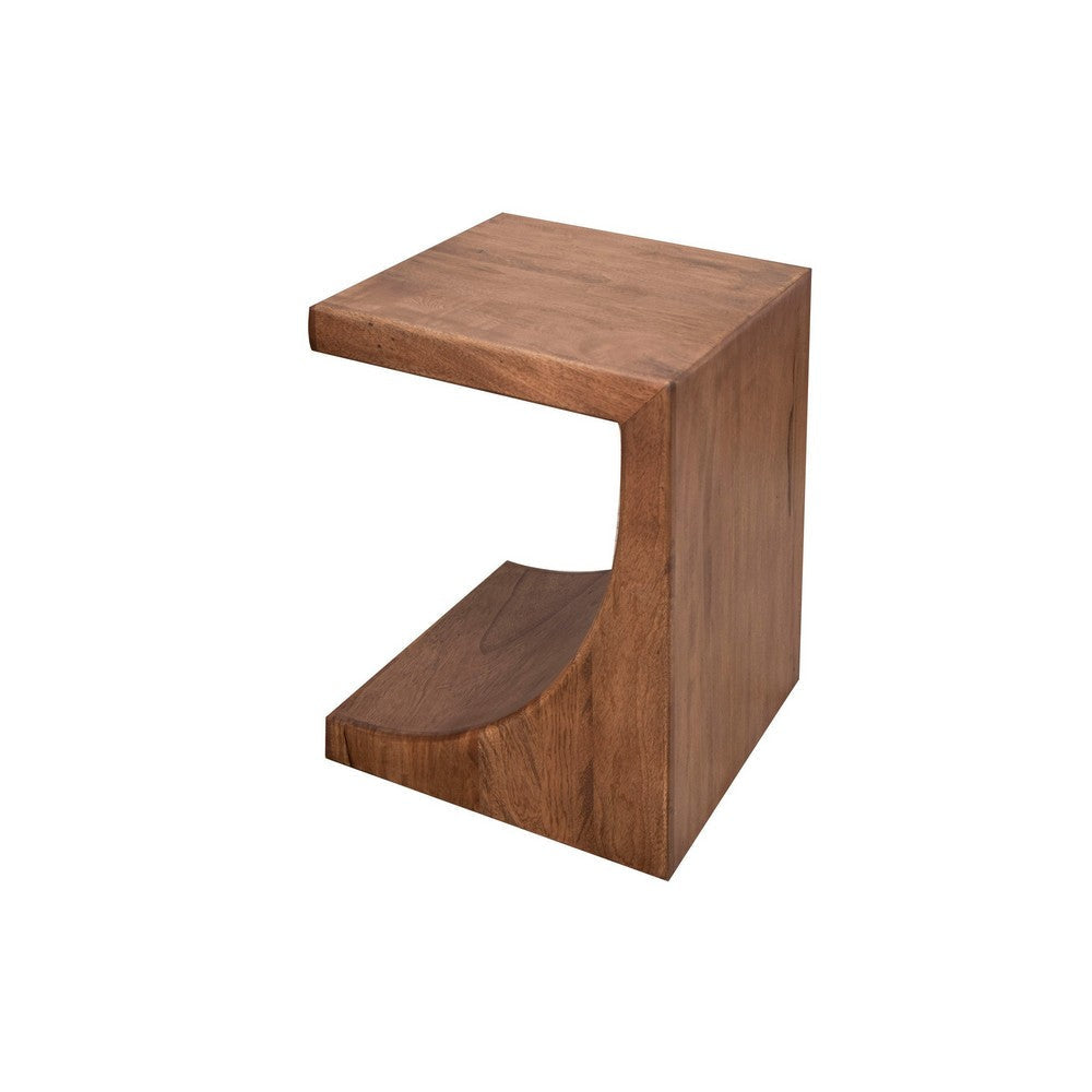 Okai Accent Table 20 Inch Tabletop C-Style Brown Solid Mango Wood By Casagear Home BM319315