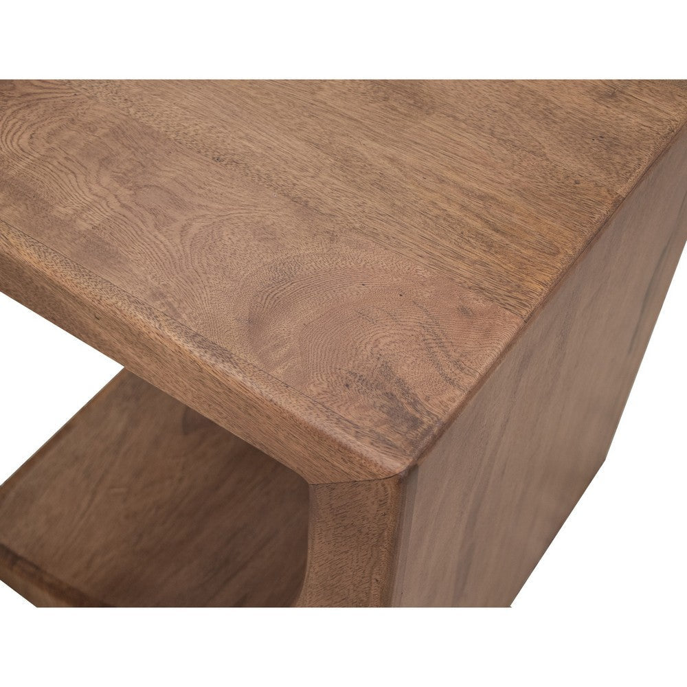 Okai Accent Table 20 Inch Tabletop C-Style Brown Solid Mango Wood By Casagear Home BM319315